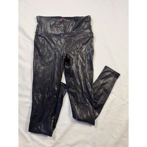Spanx Faux Leather Dressy Leggings Black High Waisted Shaping Womens Small